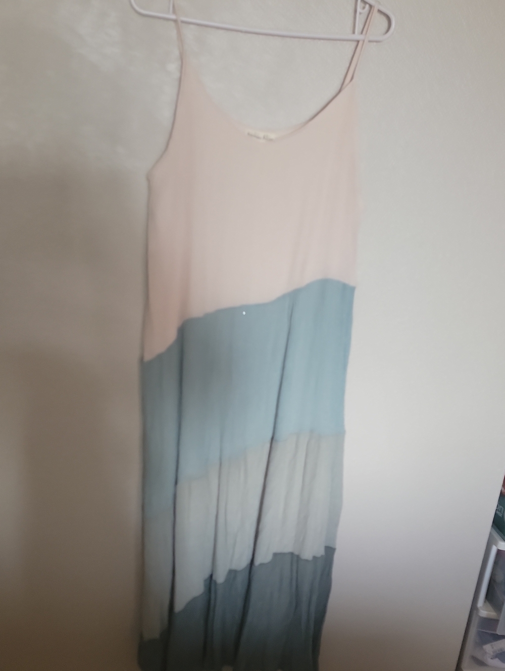 Lightweight Blush & Sky Blue Colorblock Maxi Dress